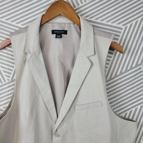 Structure Vest Size XXL Tan Khaki Button Up Classic Mens 2XL - Picture 2 of 5